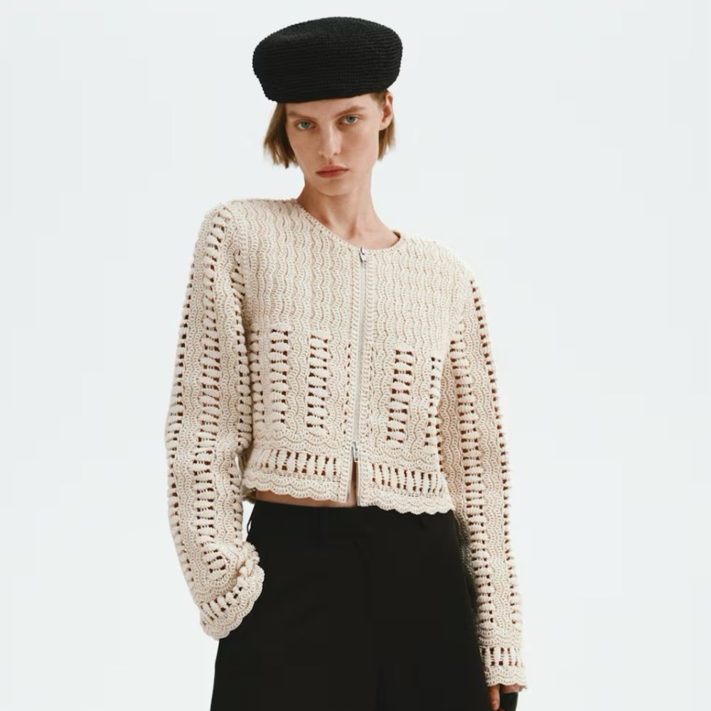 H&M STUDIO COLLECTION SPRING 2026 
CREAM CROCHET COTTON JACKET